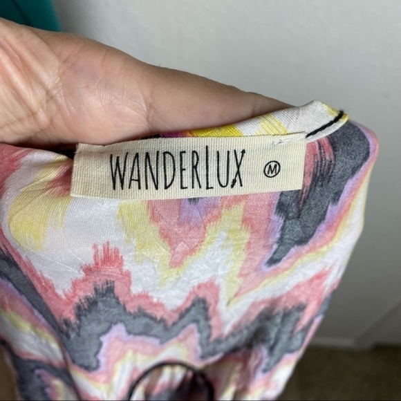 Wanderlux Womens Multicolored Crushed Spaghetti Strap Summer Dress Size M NWOT - Picture 5 of 7